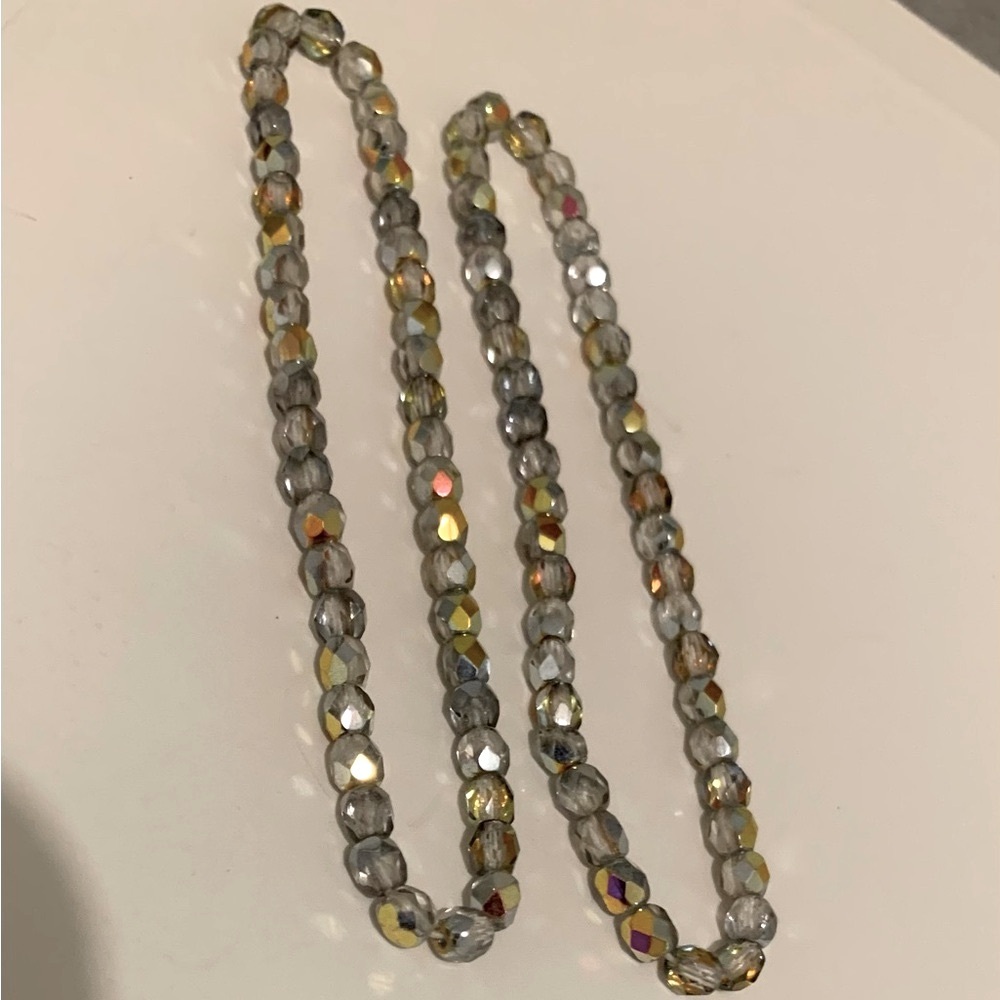 Vintage Crystal Prism Bracelet Bead Faceted Iridescent Stretch (2 set) - Picture 6 of 12